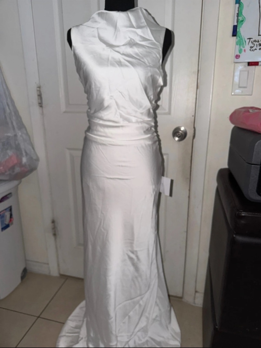 Lulu's White Satin Scoop Neck Tank Dress